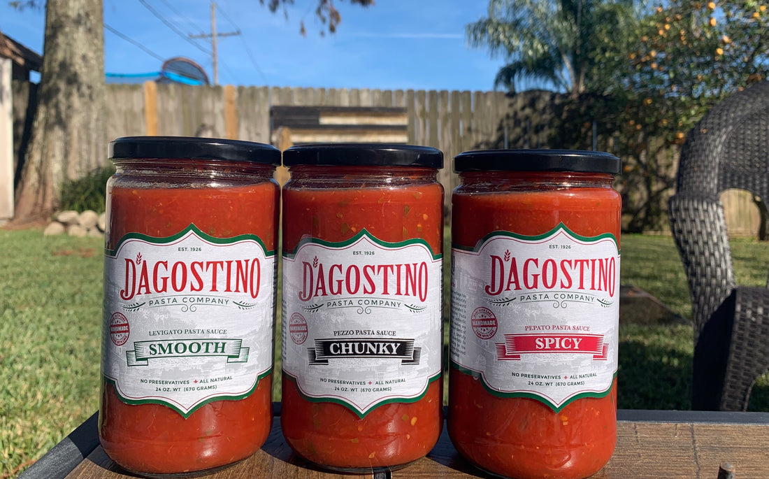 Jars of Dagostino Spicy, Smooth and Chunky pasta sauce