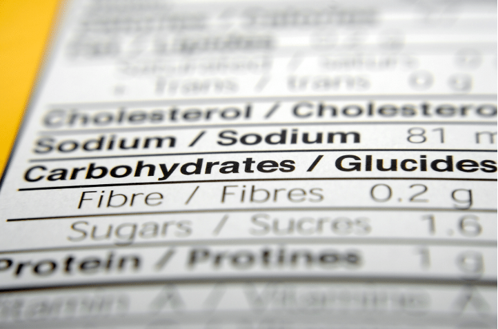  Up close view of a nutrition label