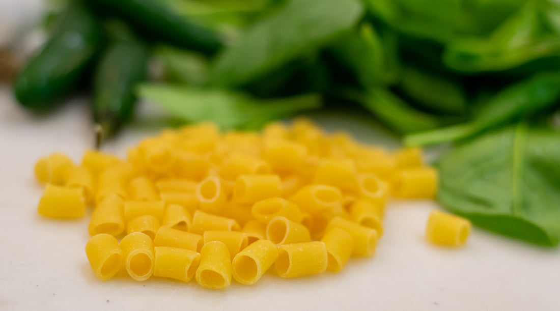 Up close image of dry detali pasta
