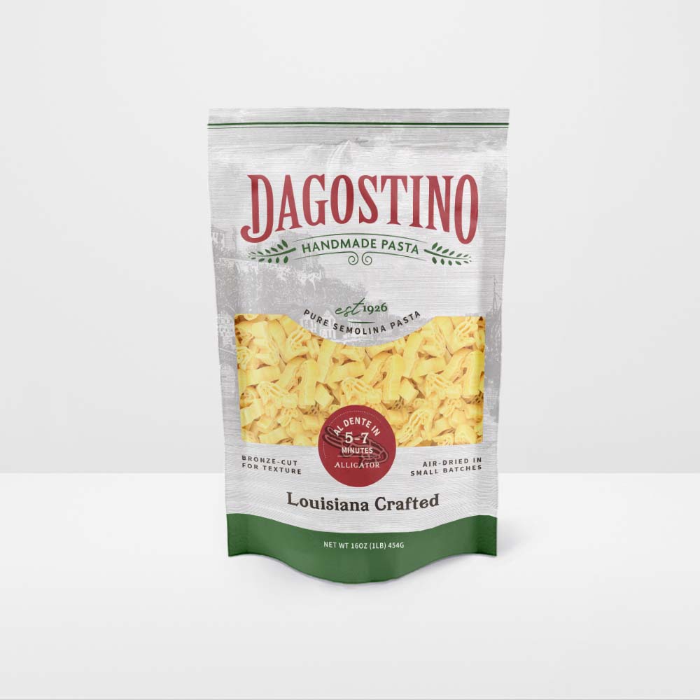 A bag of Dagostino alligator shaped pasta